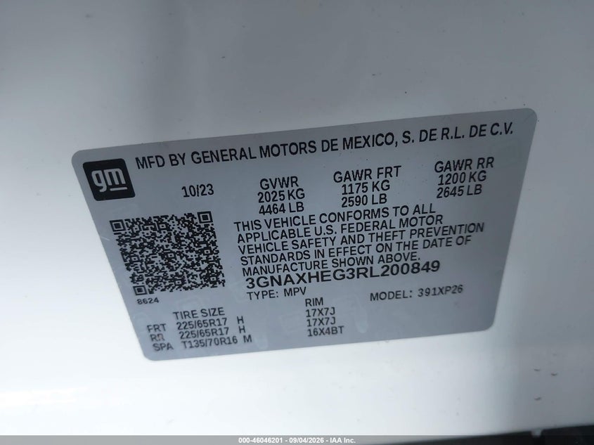 CHEVROLET EQUINOX 2024 VIN 3GNAXHEG3RL200849