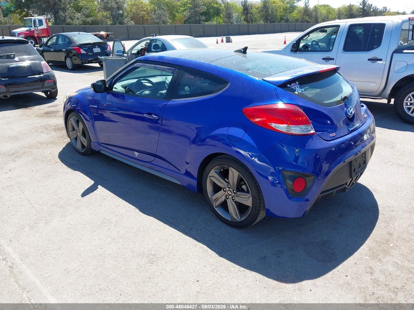 Vin: kmhtc6ae7eu196645, lot: 46545882, hyundai veloster turbo w/black 20143