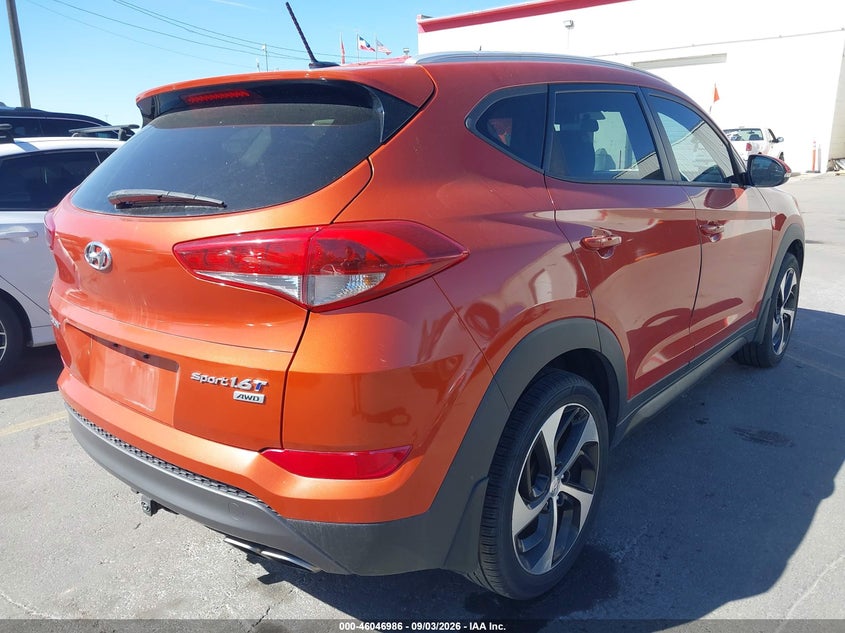 2016 HYUNDAI TUCSON SPORT UTILITY VEHICLE 1.6L I-4 DI, DOHC, VVT, TURBO, REGULAR , 175HP