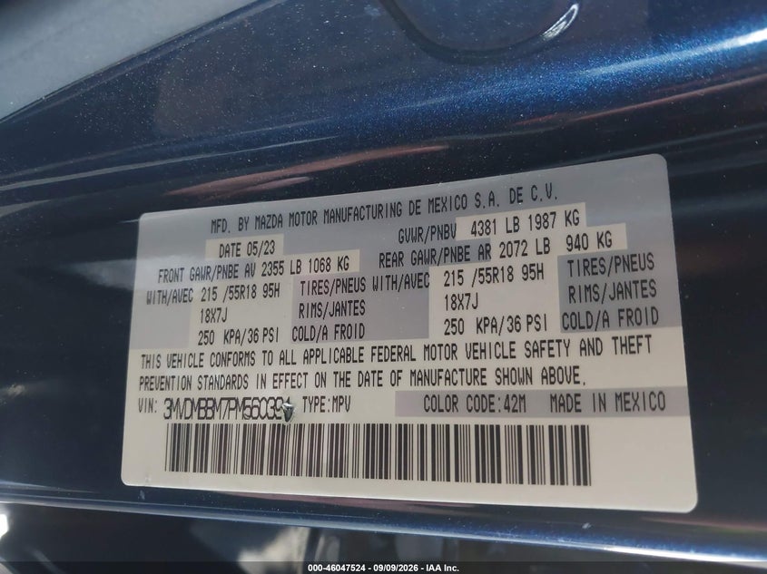 MAZDA CX-30 2023 VIN 3MVDMBBM7PM560394