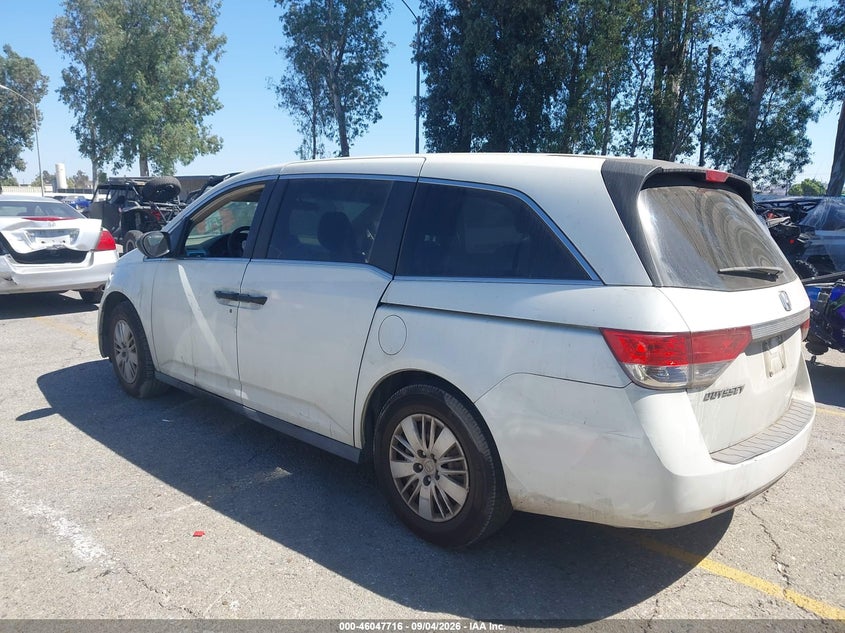 Vin: 5fnrl5h26fb130408, lot: 46547171, honda odyssey lx 20153