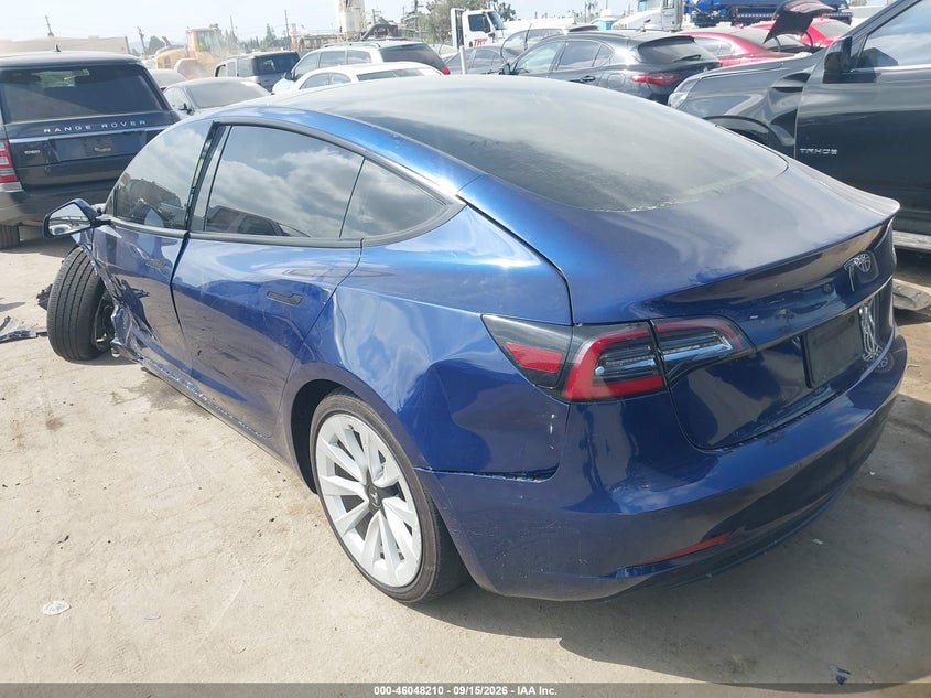 Vin: 5yj3e1ea6nf143808, lot: 46547665, tesla model 3 rear-wheel drive 20223