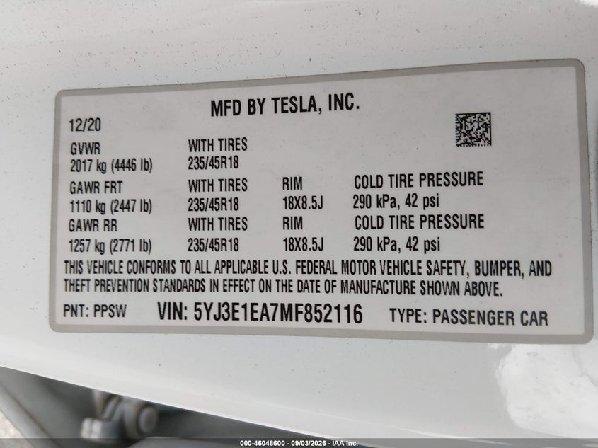 2021 TESLA MODEL 3 STANDARD RANGE PLUS REAR-WHEEL DRIVE · Фото 9