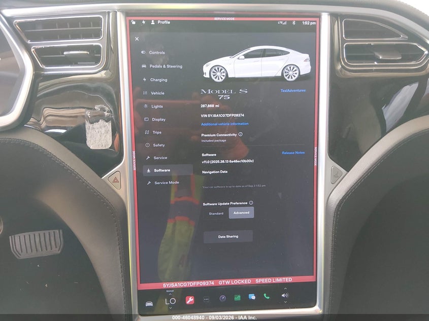 TESLA MODEL S 2013 VIN 5YJSA1CG7DFP09374