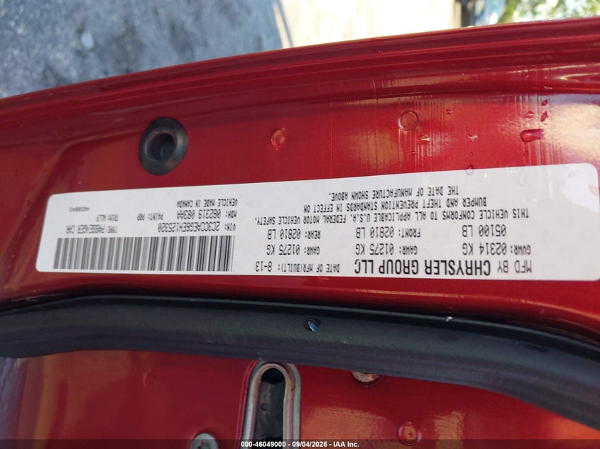 CHRYSLER 300C 2014 VIN 2C3CCAEG6EH125320
