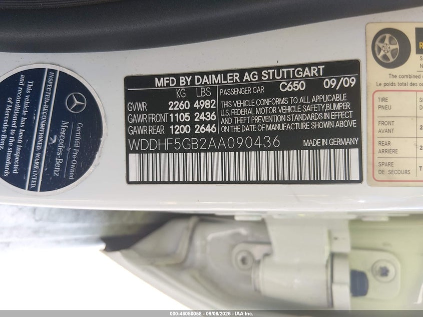 MERCEDES-BENZ E 350 2010 VIN WDDHF5GB2AA090436
