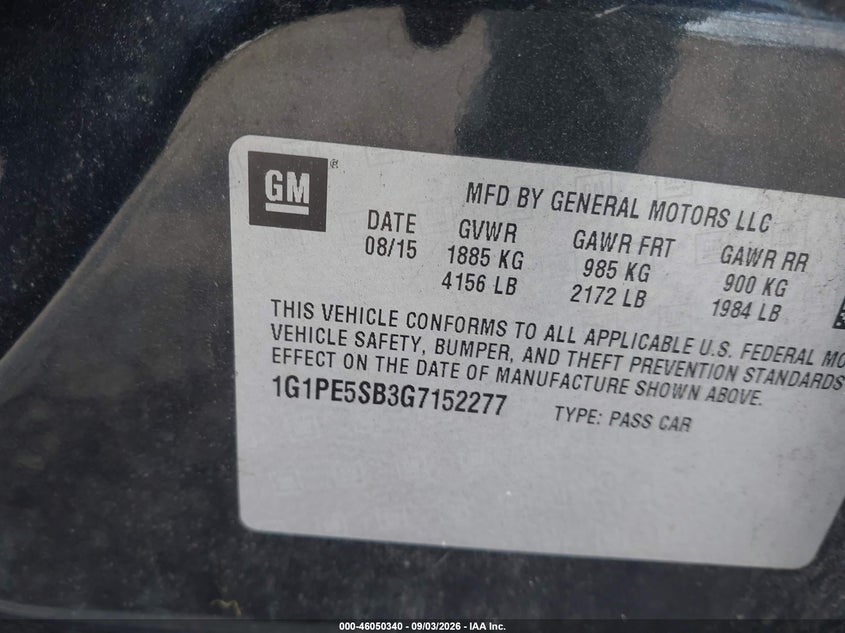 2016 CHEVROLET CRUZE LIMITED auction photo 8