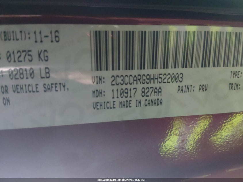 2017 CHRYSLER 300 SEDAN 3.6L V-6 DOHC, VVT, REGULAR , 292HP