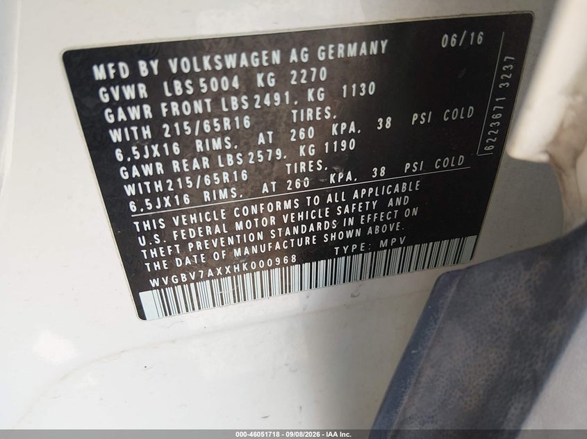 2017 VOLKSWAGEN TIGUAN 2.0T S · Фото 9