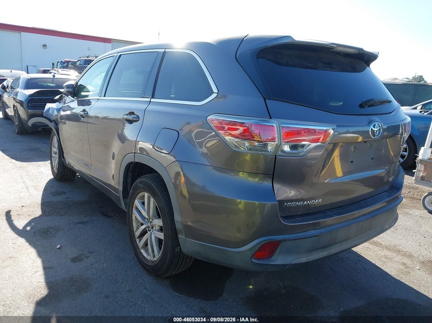 Vin: 5tdzarfh3gs020661, lot: 46552555, toyota highlander le 20163