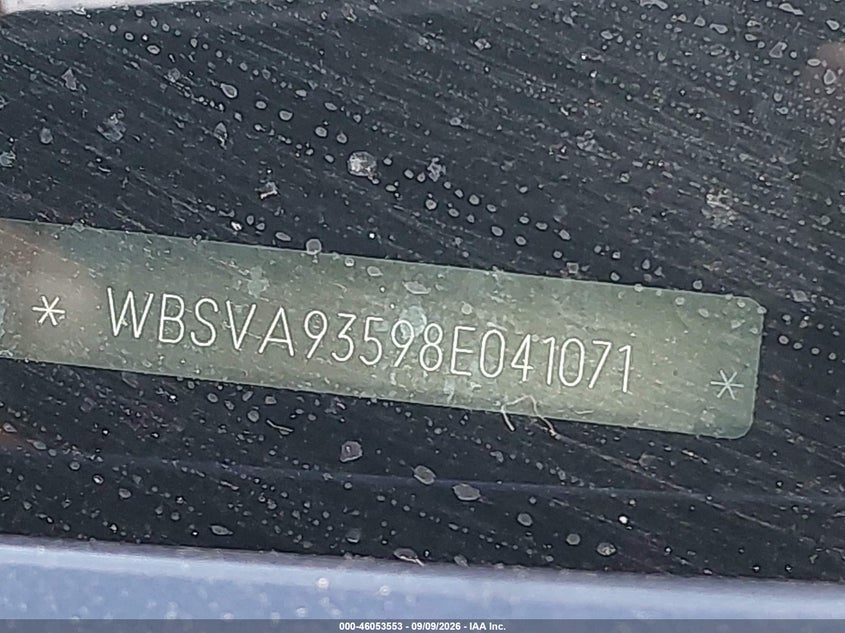 BMW M3 2008 VIN WBSVA93598E041071