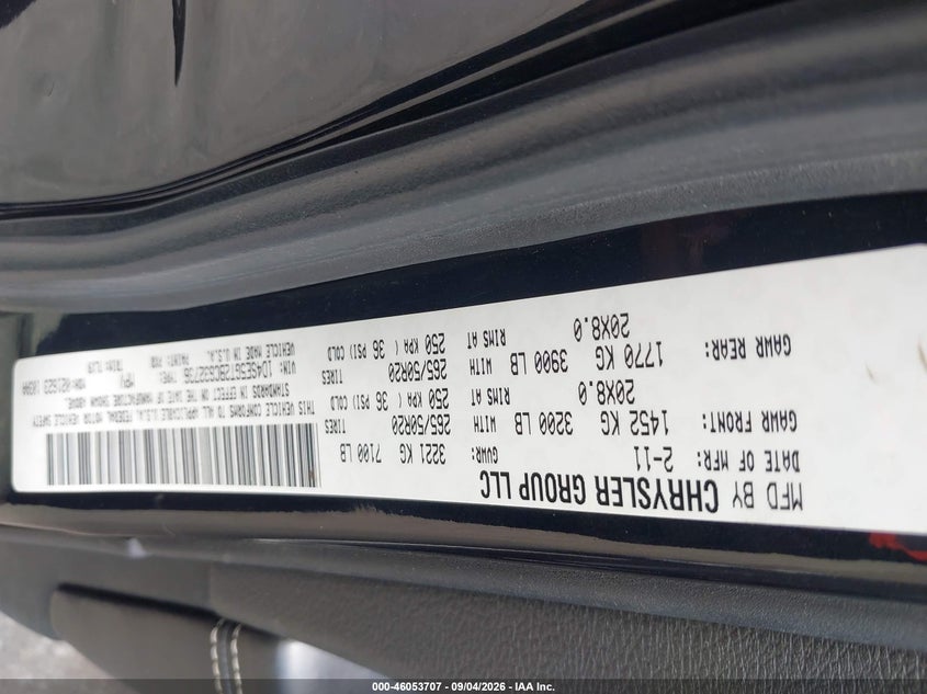 DODGE DURANGO 2011 VIN 1D4SE5GT2BC632736