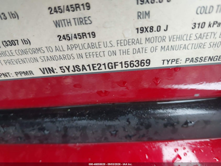 TESLA MODEL S 2016 VIN 5YJSA1E21GF156369