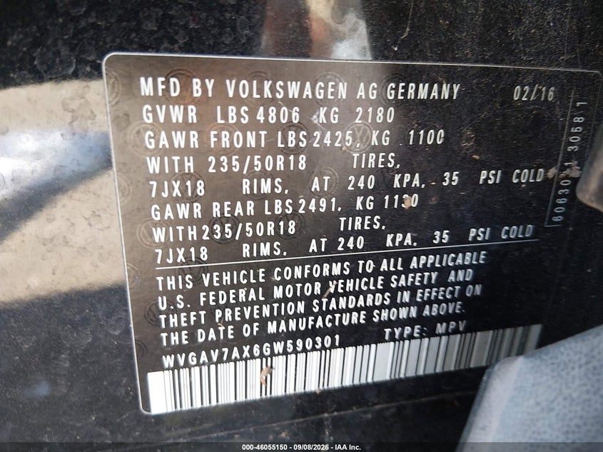 2016 VOLKSWAGEN TIGUAN SE · Фото 9