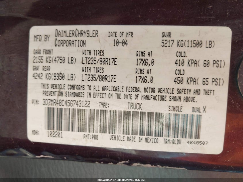 2005 DODGE RAM TRUCK N/A