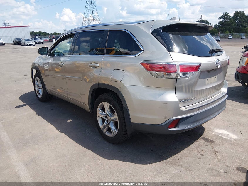 Vin: 5tdykrfh8fs057941, lot: 46554881, toyota highlander limited v6 20153
