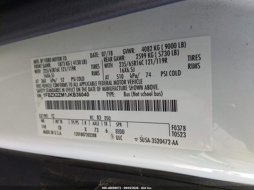 2018 FORD TRANSIT-350 auction photo 4