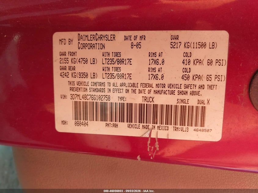 2006 DODGE RAM TRUCK N/A