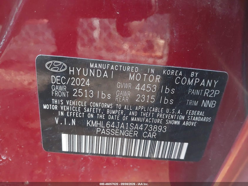 2025 HYUNDAI SONATA SEDAN 2.5L I-4 DI, DOHC, VVT, REGULAR , 191HP