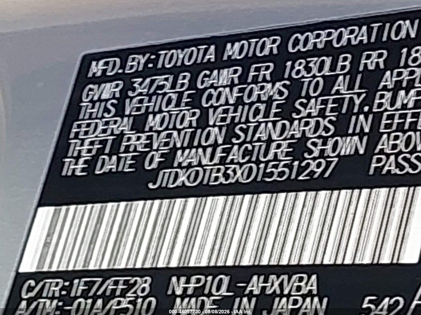 TOYOTA PRIUS C 2013 VIN JTDKDTB3XD1551297