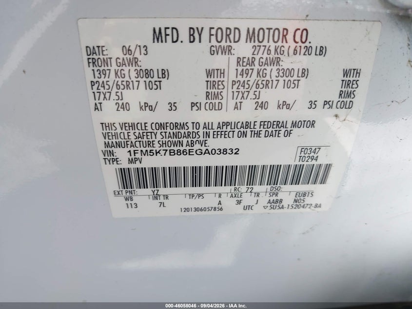 2014 FORD EXPLORER SPORT UTILITY VEHICLE 3.5L V-6 DOHC, VVT, REGULAR , 290HP