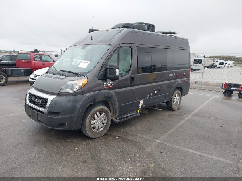 Vin: 3c6lrvbg8me568981, lot: 46557619, ram promaster 1500 high roof 136 wb 20212