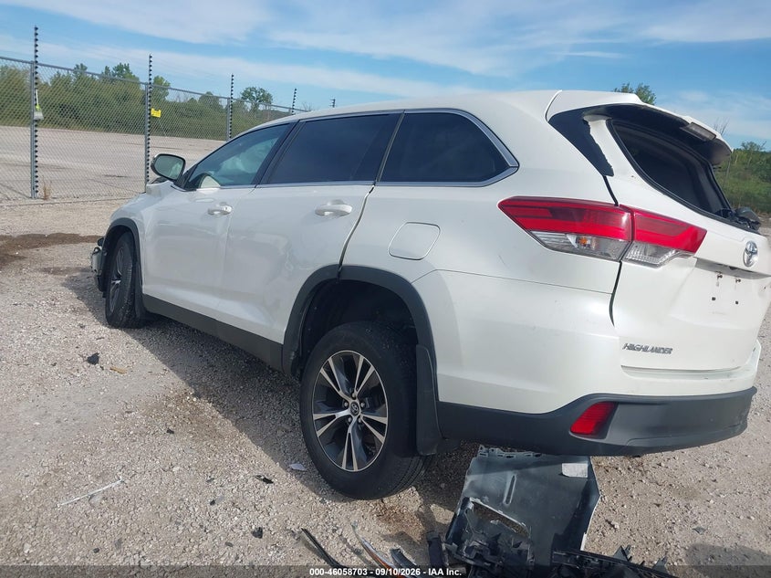 Vin: 5tdbzrfh4ks924375, lot: 46558225, toyota highlander le 20193