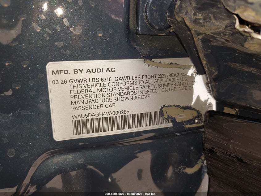 AUDI A6 2027 VIN WAU5DAGH4VA000285