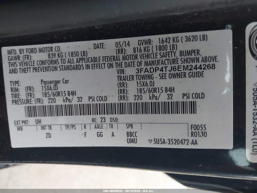 2014 FORD FIESTA auction photo 8