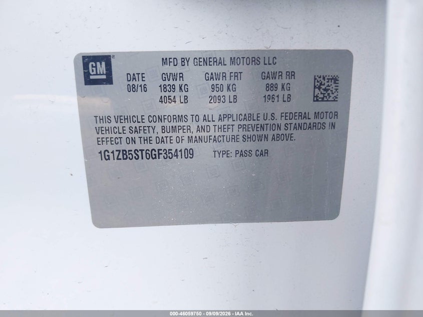 2016 CHEVROLET MALIBU LS · Фото 9