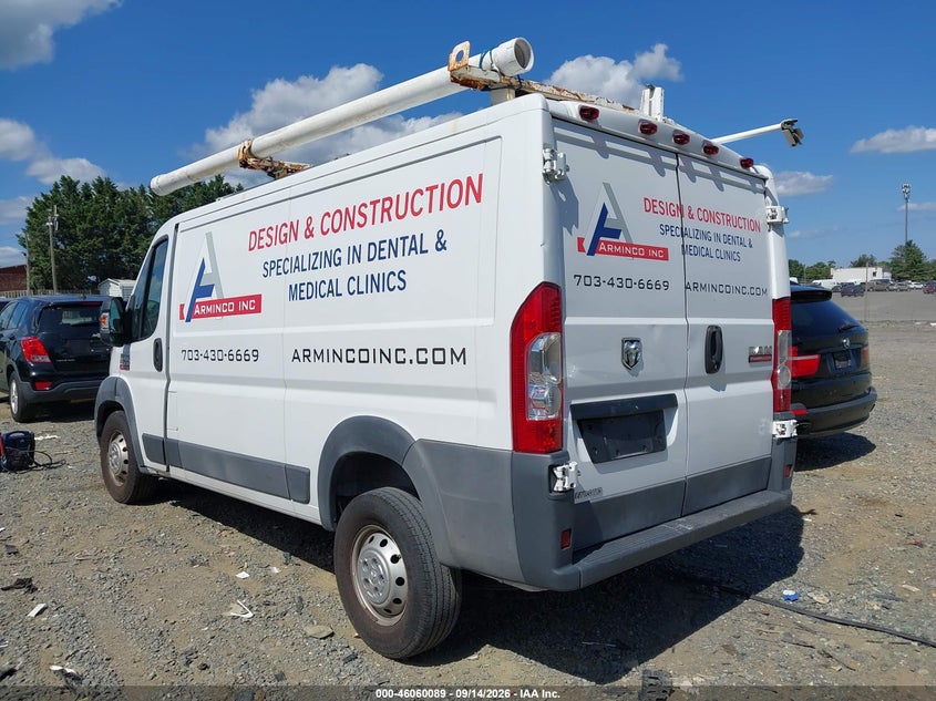 Vin: 3c6trvag2he508704, lot: 46559616, ram promaster 1500 low roof 136 wb 20173