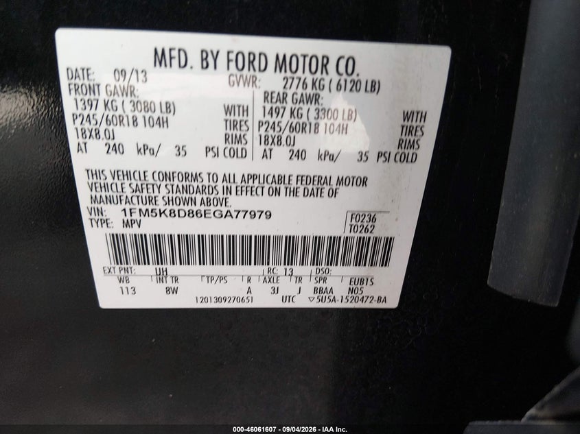 2014 FORD EXPLORER SPORT UTILITY VEHICLE 3.5L V-6 DOHC, VVT, REGULAR , 290HP