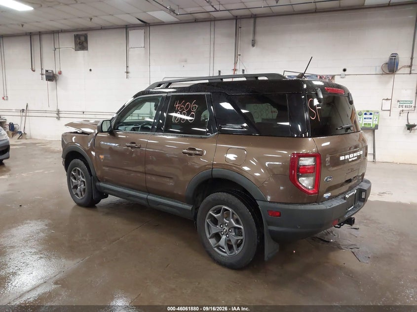 Vin: 3fmcr9d93nrd71320, lot: 46561407, ford bronco sport badlands 20223