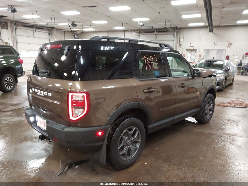 Vin: 3fmcr9d93nrd71320, lot: 46561407, ford bronco sport badlands 20224