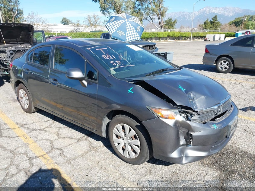 2012 Honda Civic Lx, Front, IAAI, VIN 2HGFB2F52CH313331