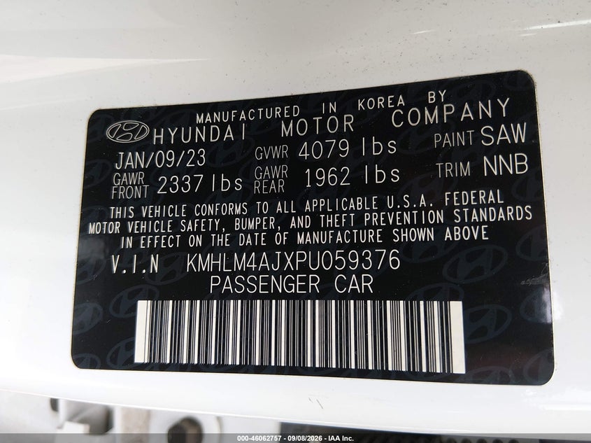 HYUNDAI ELANTRA HYBRID 2023 VIN KMHLM4AJXPU059376