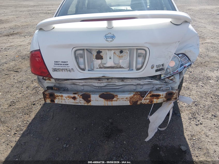 NISSAN SENTRA 2006 VIN 3N1CB51D46L639650