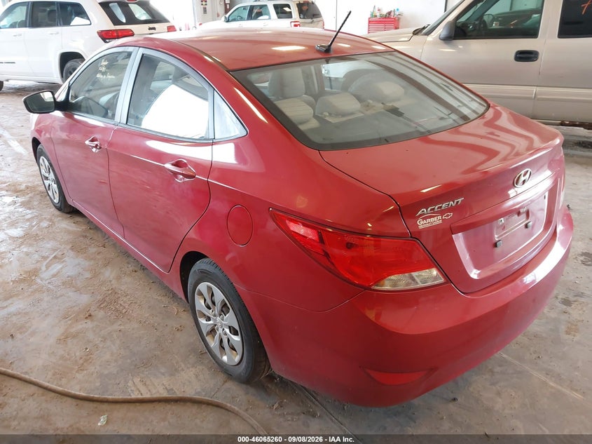 Vin: kmhct4ae9gu080130, lot: 46564787, hyundai accent se 20163