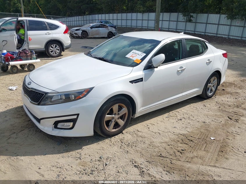 Vin: knagm4a75f5637108, lot: 46565150, kia optima lx 20152