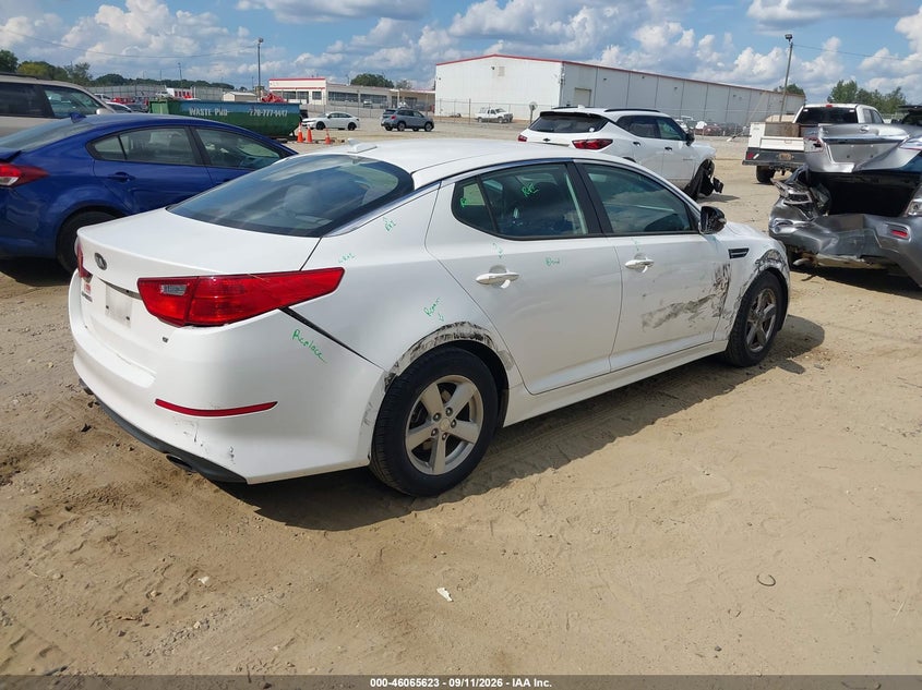 Vin: knagm4a75f5637108, lot: 46565150, kia optima lx 20154