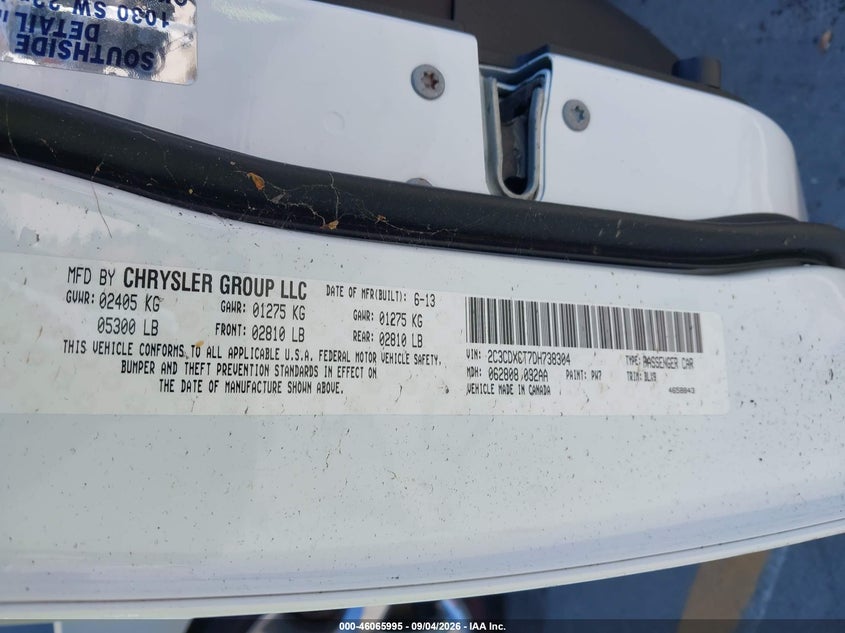 2013 DODGE CHARGER SEDAN 5.7L V-8 VVT, REGULAR , 370HP