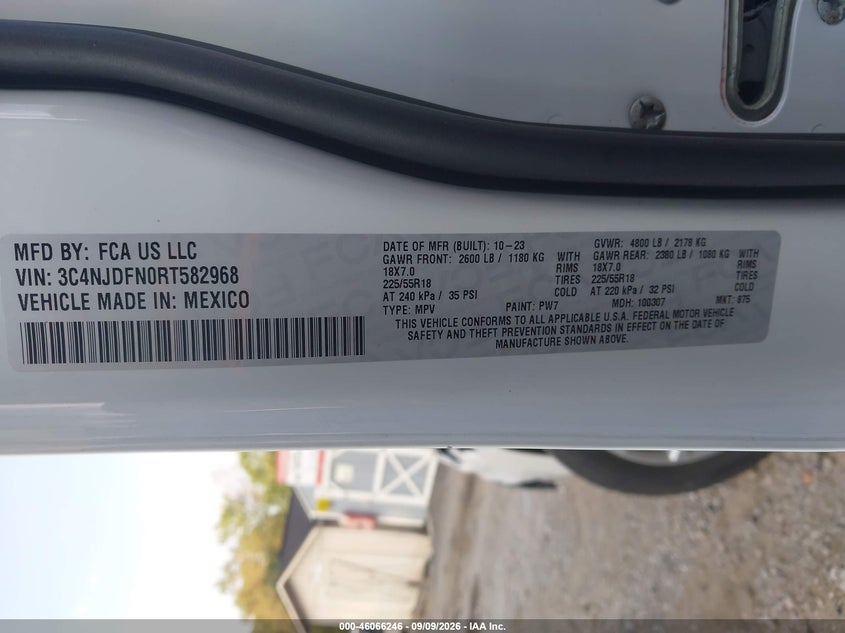 JEEP COMPASS 2024 VIN 3C4NJDFN0RT582968