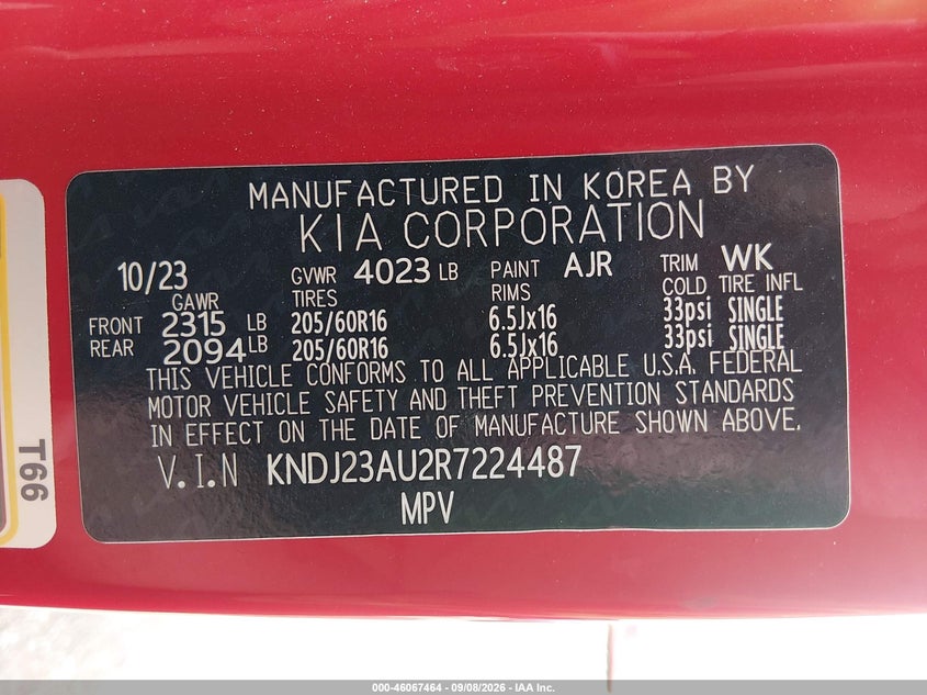 KIA SOUL 2024 VIN KNDJ23AU2R7224487