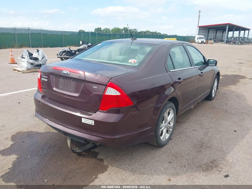 Vin: 3fahp0ha7cr365054, lot: 46567021, ford fusion se 20124
