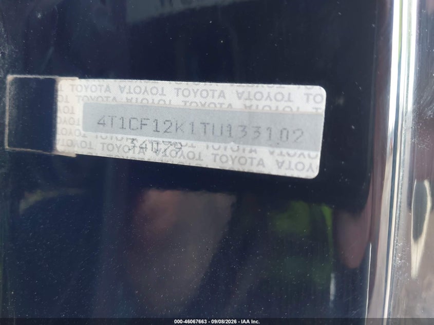 TOYOTA CAMRY 1996 VIN 4T1CF12K1TU133102