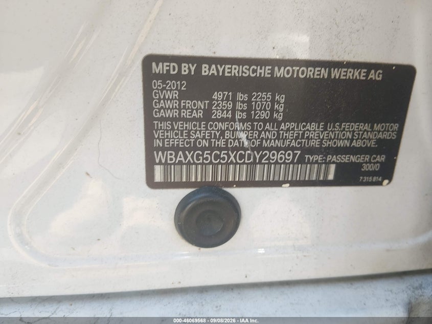 2012 BMW 5ER SEDAN 2.0L I-4 DI, DOHC, VVT, TURBO, PREMIUM , 240HP