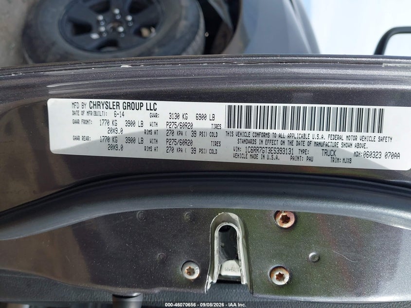 RAM 1500 2014 VIN 1C6RR7GT3ES393131