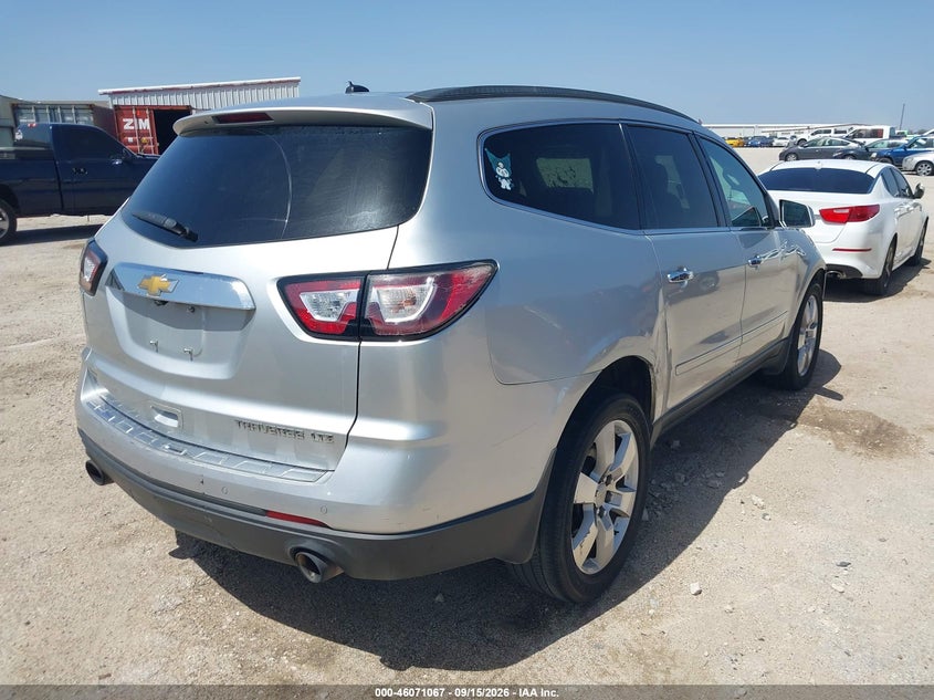 Vin: 1gnkrjkd9fj358597, lot: 46570602, chevrolet traverse ltz 20154