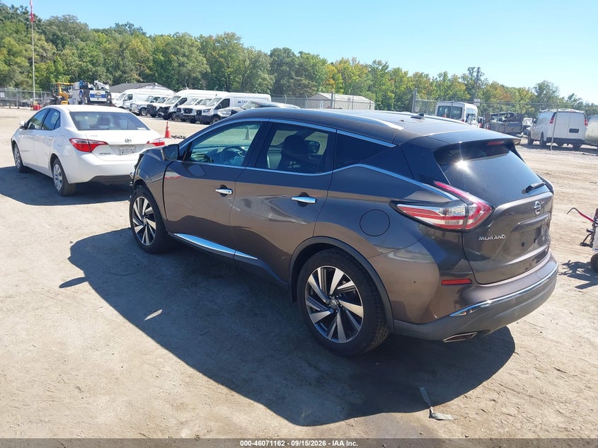Vin: 5n1az2mg6fn206900, lot: 46570697, nissan murano platinum 20153