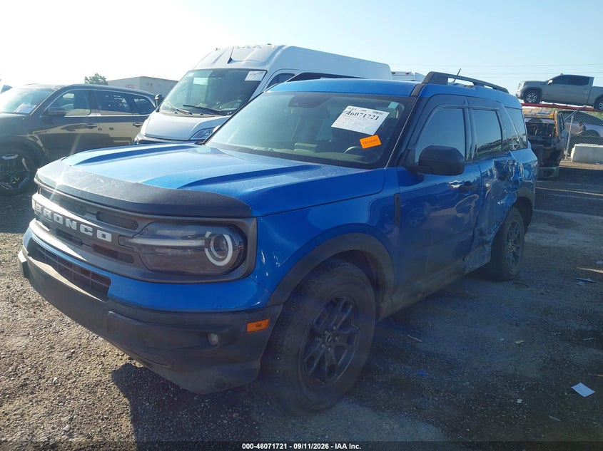 Vin: 3fmcr9b62nrd28418, lot: 46571256, ford bronco sport big bend 20222